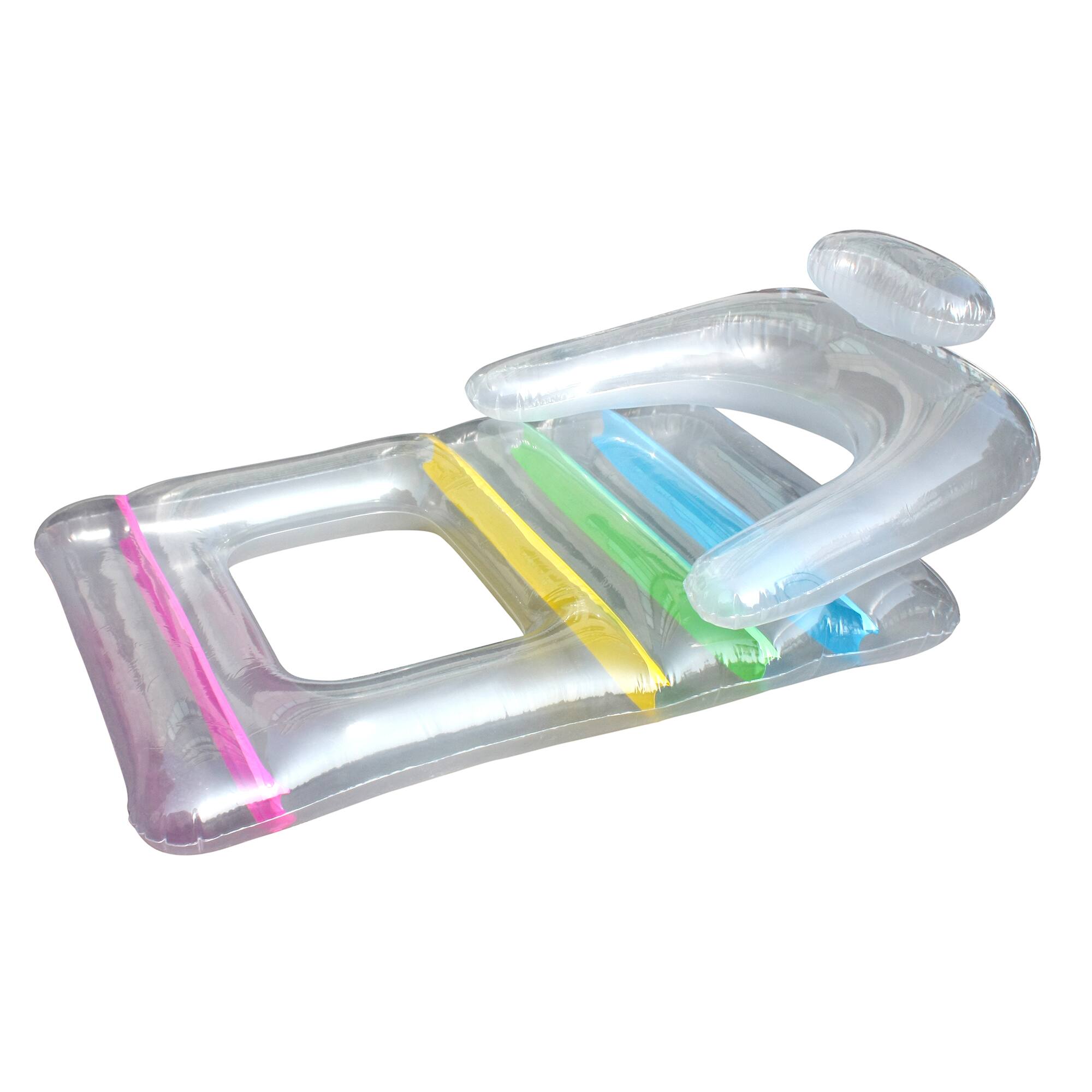 5ft. Clear Inflatable Swimming Pool Float Lounger with Backrest